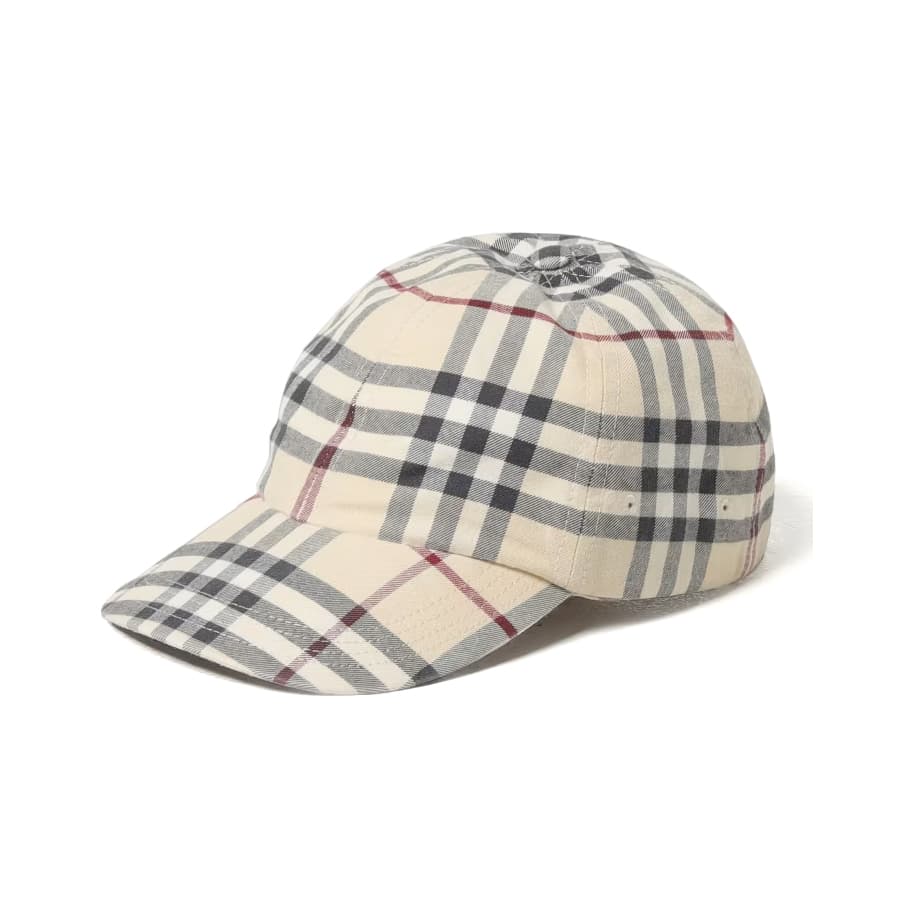 버버리 체크 코튼 스냅 베이스 볼 캡 (스톤베이지) 8073370
